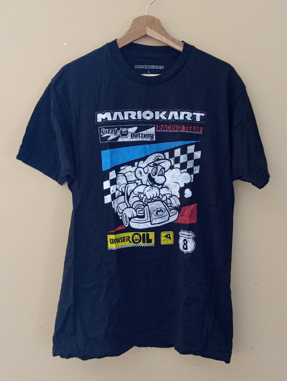 Mario Kart Black Graphic Tee Sz L